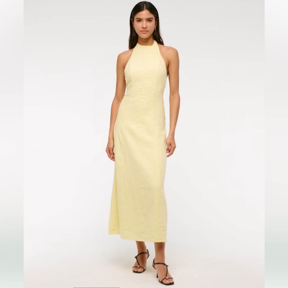Premium Linen High Neck Maxi Dress